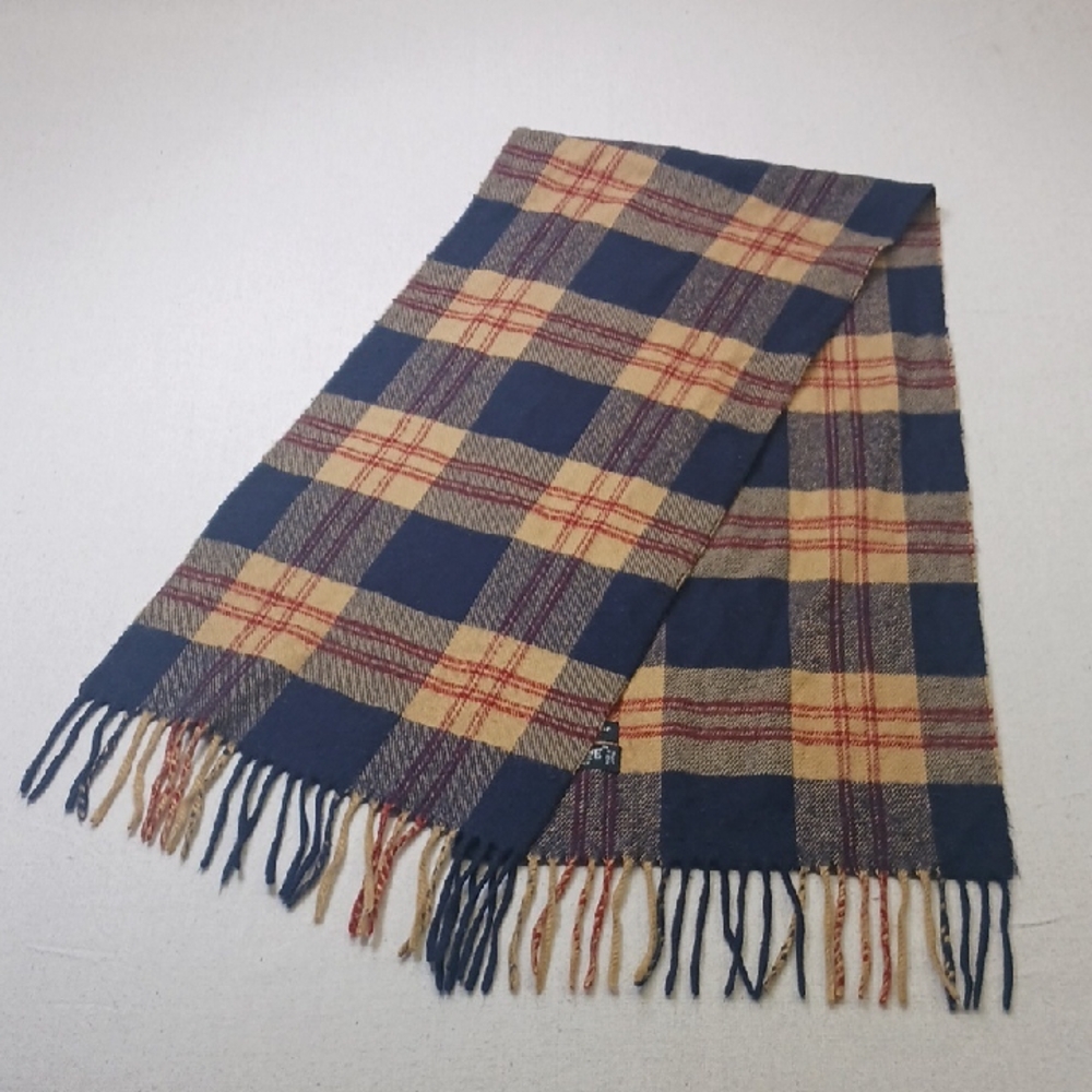Vintage Christain Dior Monsieur Scarf Cashmaire Plaid Acrylic Made In Japan 80s